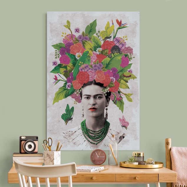 Obrazy nowoczesny Frida Kahlo - Portret z kwiatami