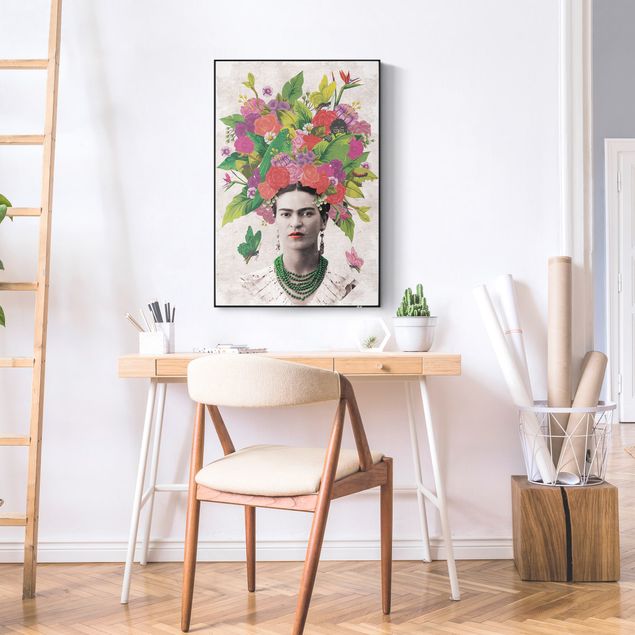 Obrazy nowoczesne Frida Kahlo - Portret z kwiatami