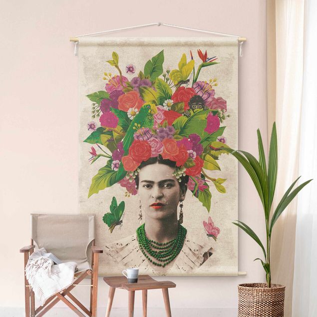 Obrazy do salonu nowoczesne Frida Kahlo - Flower Portrait
