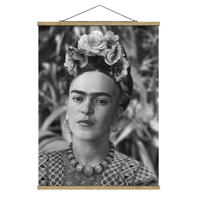 Czarno białe obrazki Frida Kahlo Photograph Portrait With Flower Crown