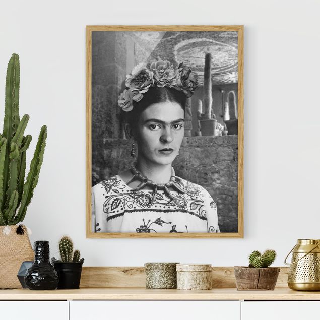 Obrazy w ramie artystyczny Frida Kahlo Photograph Portrait With Cacti