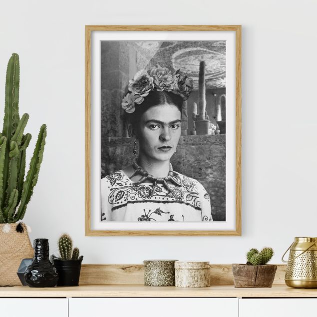 Obrazy w ramie artystyczny Frida Kahlo Photograph Portrait With Cacti