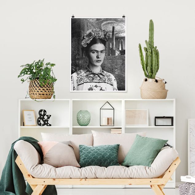 Obrazy nowoczesne Frida Kahlo Photograph Portrait With Cacti