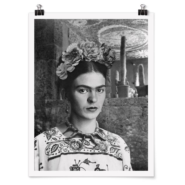 Czarno białe obrazy Frida Kahlo Photograph Portrait With Cacti
