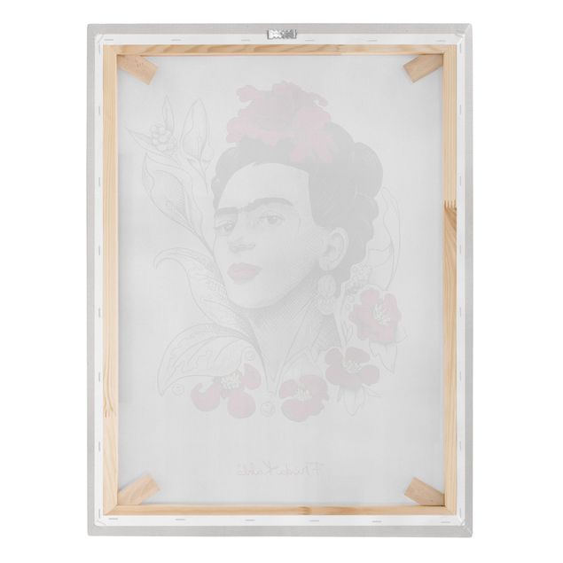 Obrazy drukowane na płótnie Frida Kahlo Portrait With Flowers