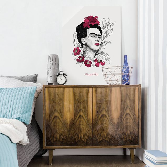 Obrazy na szkle artyści Frida Kahlo Portrait With Flowers