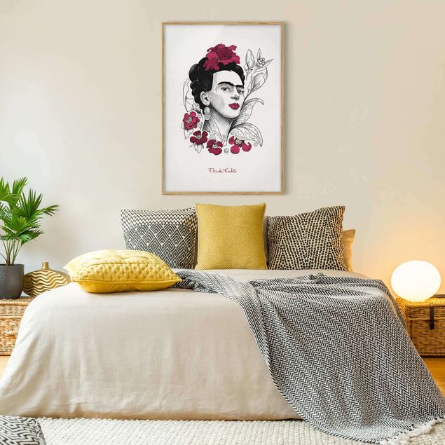 Obrazy nowoczesny Frida Kahlo Portrait With Flowers