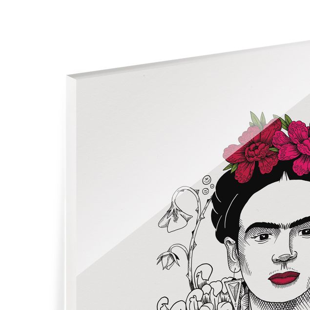 Zwierzęta obrazy Frida Kahlo Portrait With Flowers And Butterflies