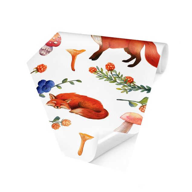 Tapety Ilustracja przedstawiająca lisa z grzybami