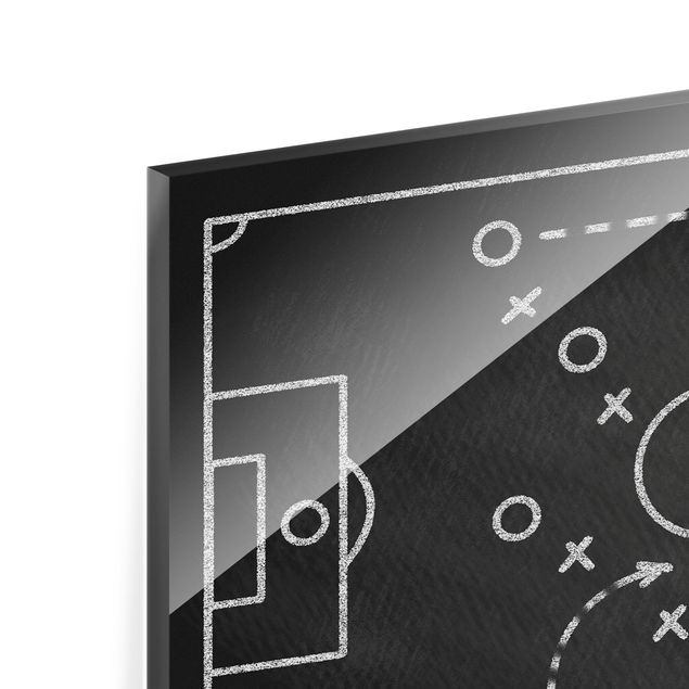 Obrazy na szkle czarno białe Football Strategy On Blackboard