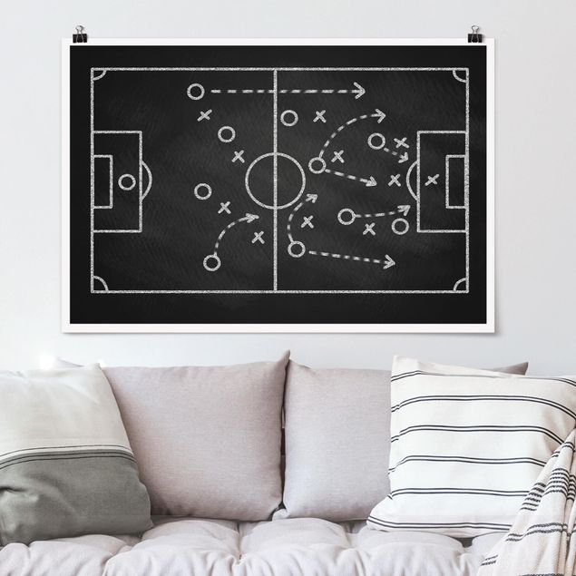Obrazy nowoczesne Football Strategy On Blackboard