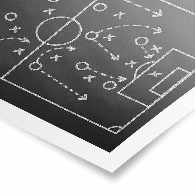 Plakaty czarno białe Football Strategy On Blackboard
