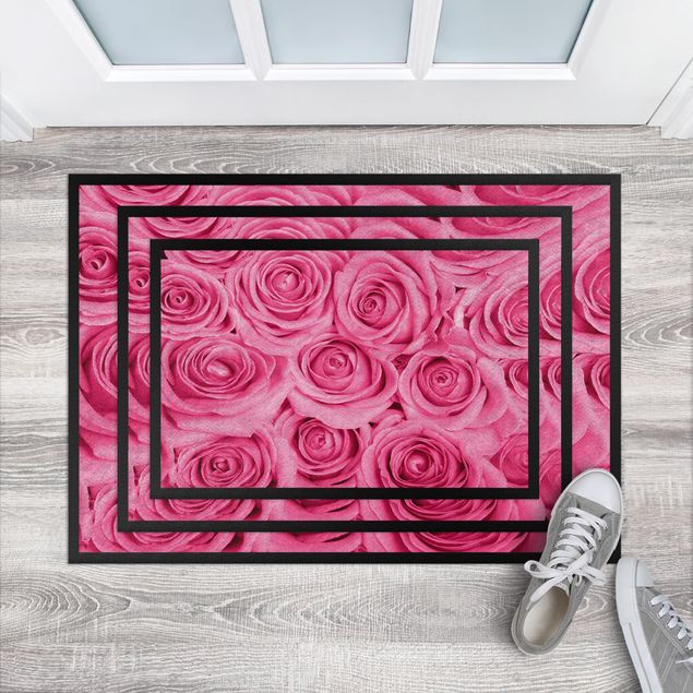 dywan nowoczesny Łóżko z różowych róż