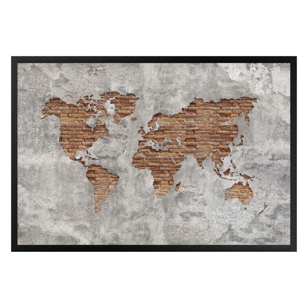Tekstylia domowe Mapa świata Shabby Concrete Brick