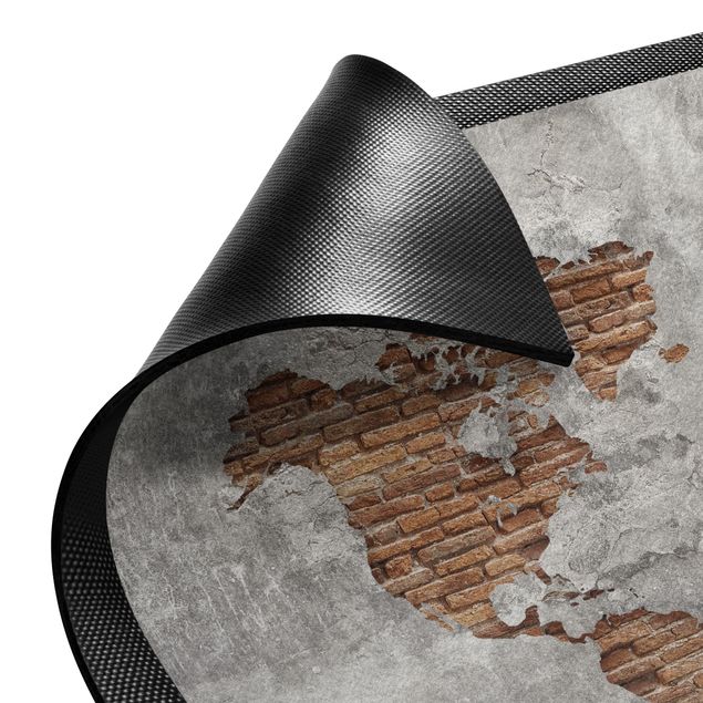 nowoczesny dywan Mapa świata Shabby Concrete Brick