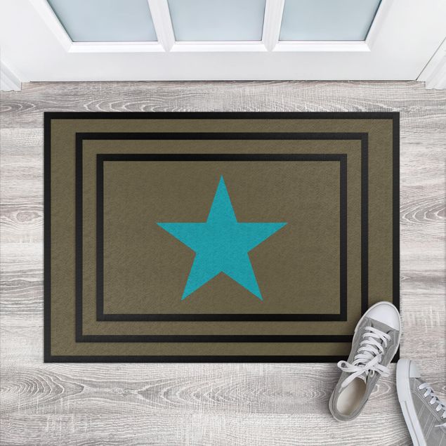 dywany nowoczesne Gwiazda w kolorze brązowo-turkusowo-niebieskim