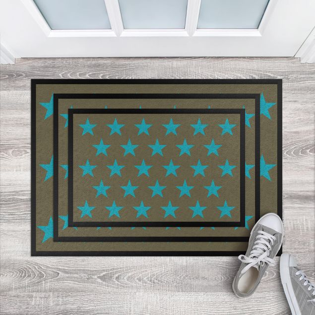 dywany nowoczesne Gwiazdki przesunięte w bok brązowy turkusowy niebieski