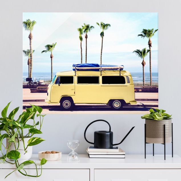Obrazy na szkle poziomy Yellow Surfer VW Bus