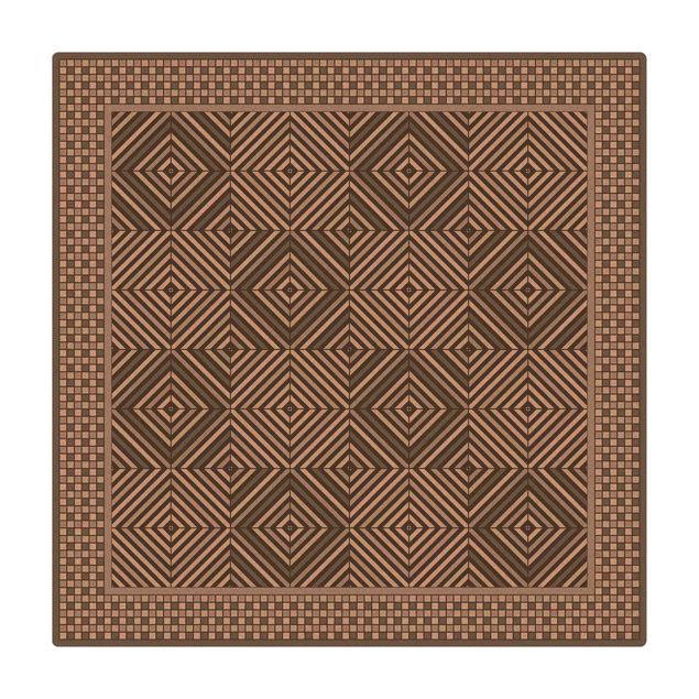 duży dywan Geometryczne płytki szara rama z mozaiką