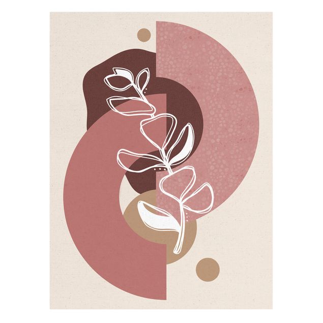 Obrazy motywy kwiatowe Kształty geometryczne - liście Różowe złoto