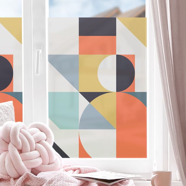 Folia okienna do sypialni Geometryczne kształty w kolorze II