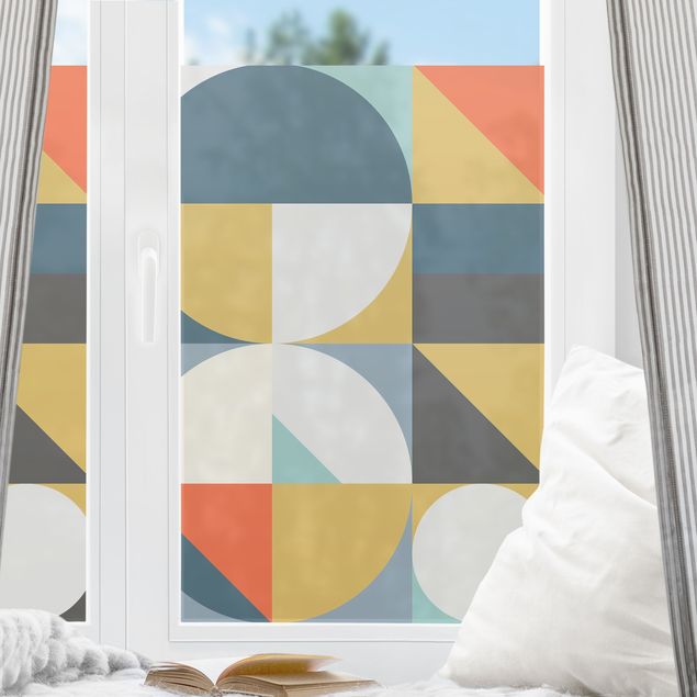 Folia okienna do sypialni Geometryczne kształty w kolorze
