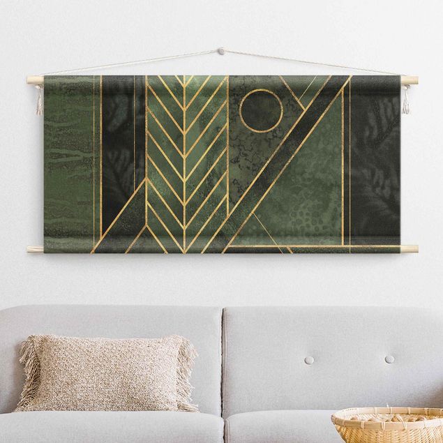 Obrazy abstrakcja Geometric Shapes Emerald Gold