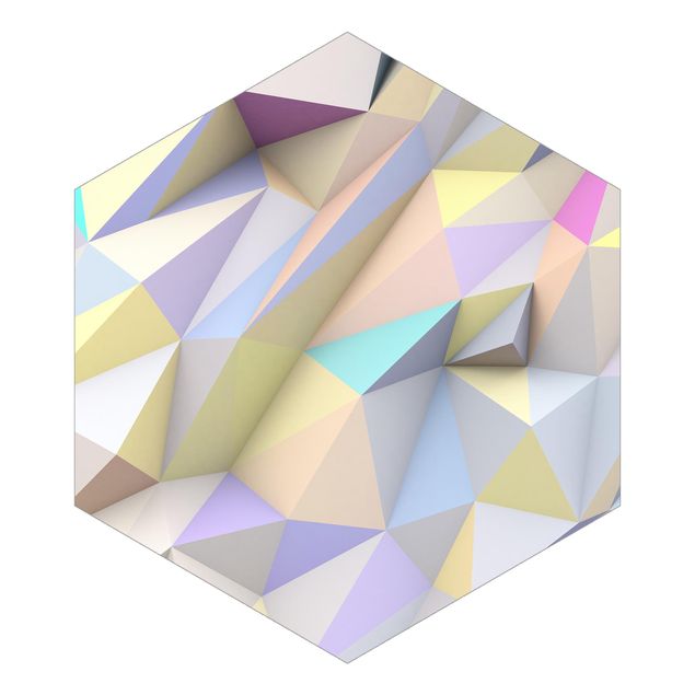 Sześciokątna tapeta samoprzylepna - Pastelowe trójkąty geometryczne w 3D