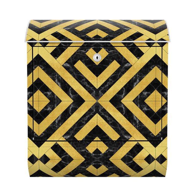 Skrzynka na listy - Płytka geometryczna Mix Art Deco Złoto Black Marble