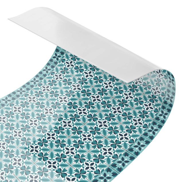 Panel ścienny do kuchni - Płytka geometryczna Mix Flower Turquoise