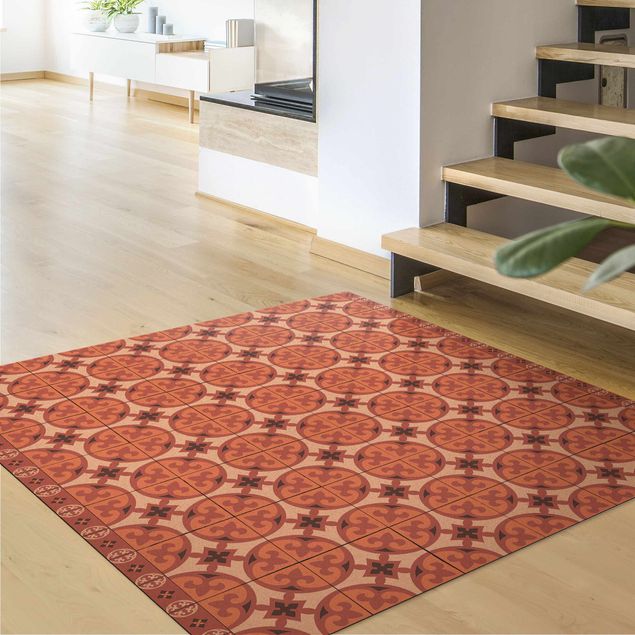 nowoczesny dywan Płytka geometryczna Mix okręgów Pomarańczowy