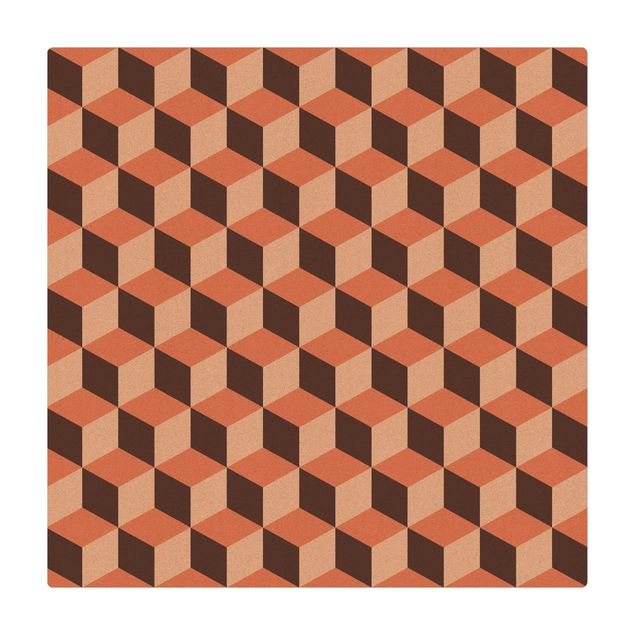 duży dywan Płytka geometryczna Mix Cube Pomarańczowa
