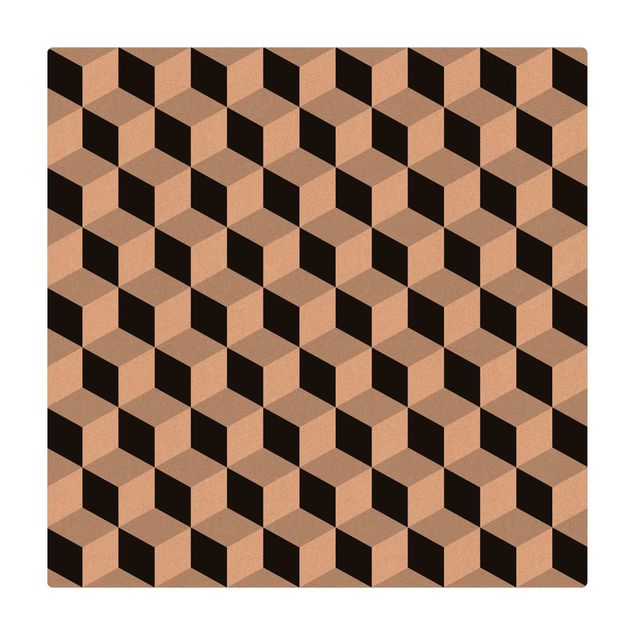 duży dywan do pokoju Płytka geometryczna Mix Cube Czarna