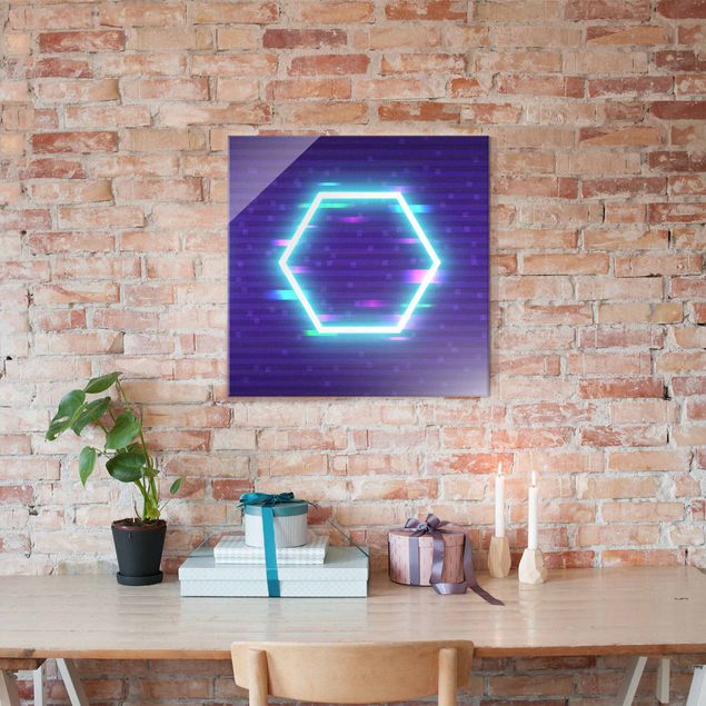 Nowoczesne obrazy do salonu Geometrical Hexagon In Neon Colours