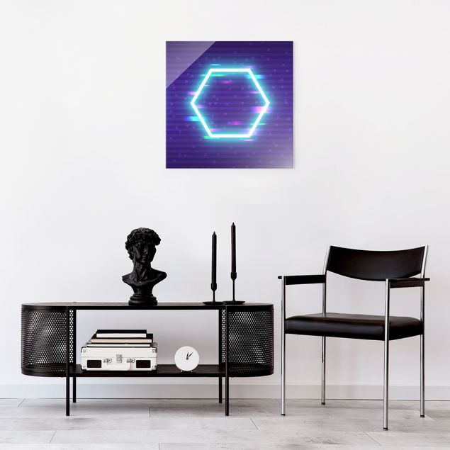 Obrazy nowoczesny Geometrical Hexagon In Neon Colours