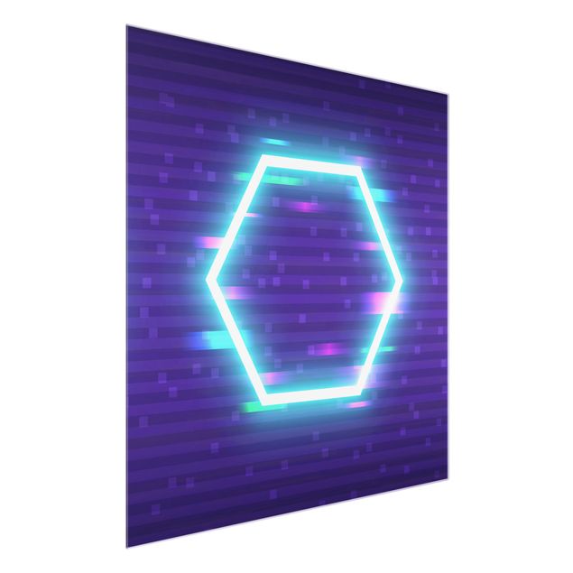 Obrazy Geometrical Hexagon In Neon Colours