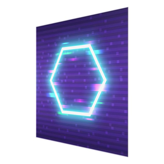 Obraz na szkle - Geometrical Hexagon In Neon Colours