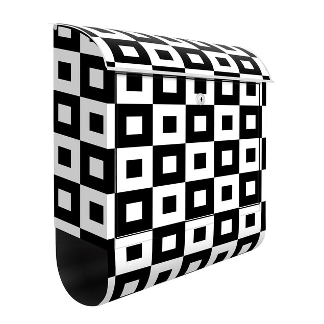 Skrzynka pocztowa Geometryczny wzór czarno-białych kwadratów