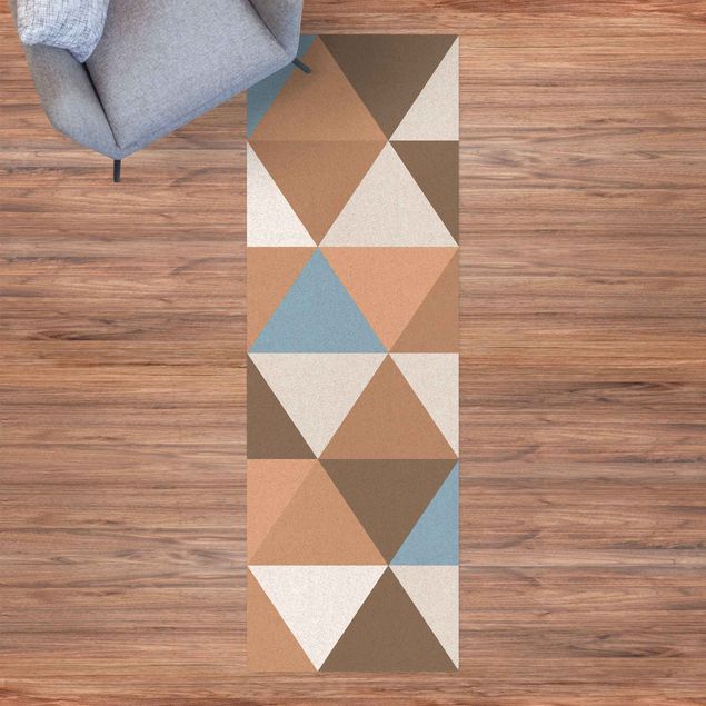 chodnik dywan Geometryczny wzór pochylonych trójkątów Niebieski