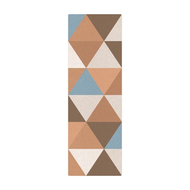 Mata korkowa - Geometryczny wzór pochylonych trójkątów Niebieski