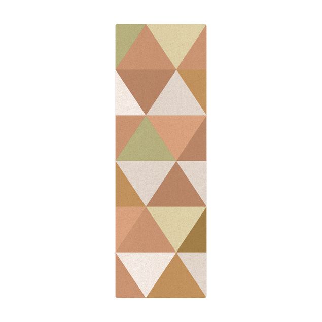 Mata korkowa - Geometryczny wzór trójkątów pochylonych Zielony