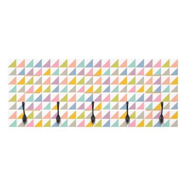 Wieszak ścienny - Geometryczny wzór z trójkątami w kolorze