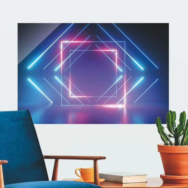 Obrazy na szkle poziomy Geometrical Neon Light