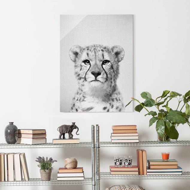 Obrazy na szkle zwierzęta Cheetah Gerald Black And White