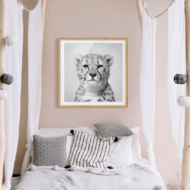 Obrazy w ramie zwierzęta Cheetah Gerald Black And White