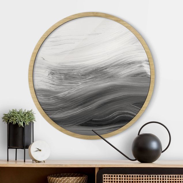 Obrazy w ramie abstrakcja Curved Waves Black And White