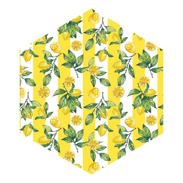 Fototapeta samoprzylepna heksagon - Striped Lemons