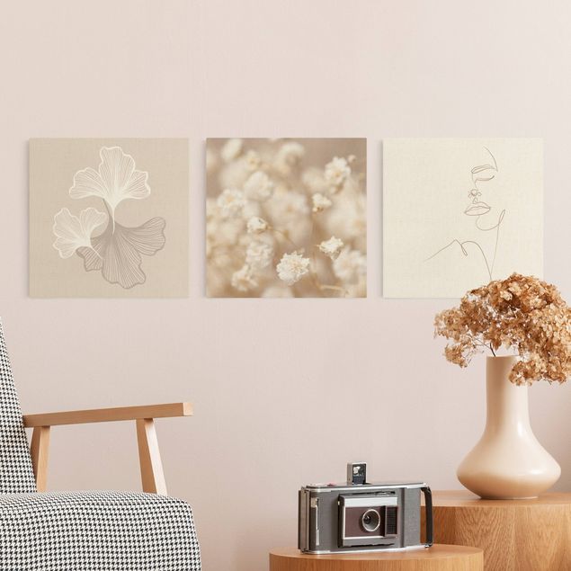 Obrazy z motywem kwiatowym Ginko Line Art & Flower Dreams