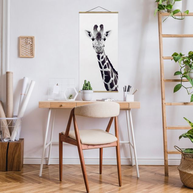 Obrazy do salonu nowoczesne Portret żyrafy w czerni i bieli