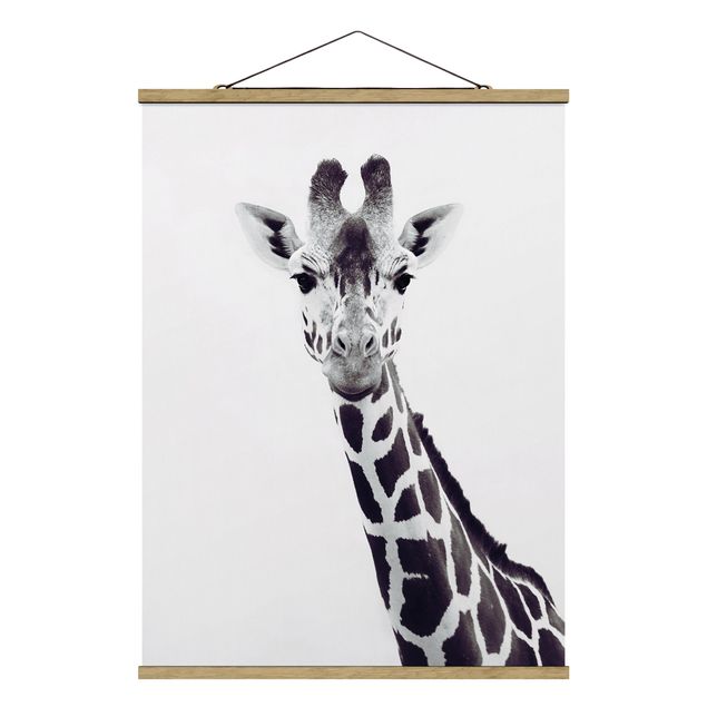 Zwierzęta obrazy Portret żyrafy w czerni i bieli
